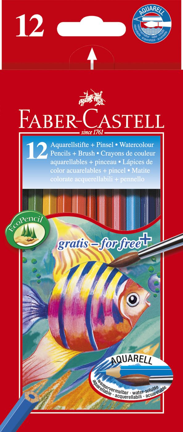 Watercolour pencil cardboard box of 12 incl. brush