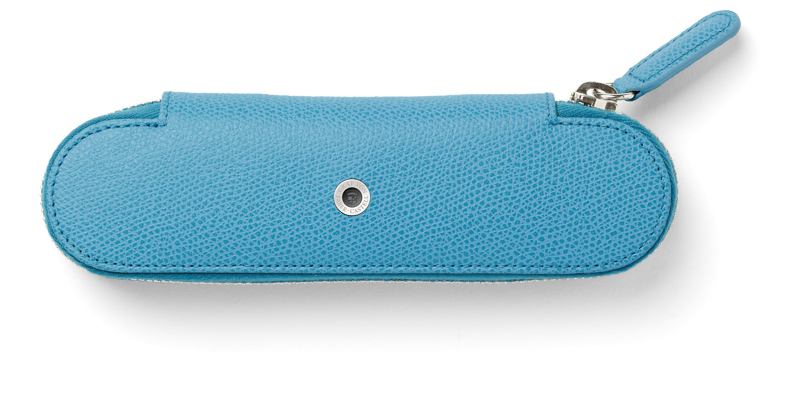 Standard case for 2 pens with zipper Epsom, Gulf Blue
