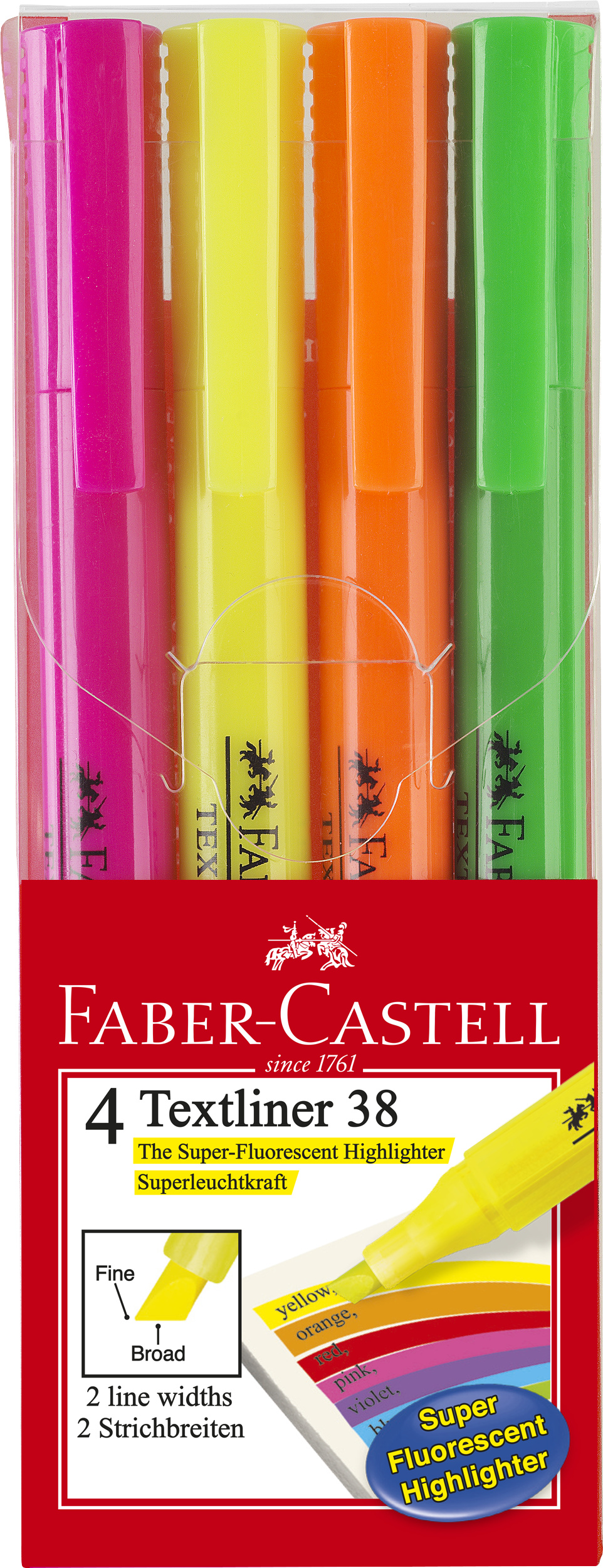 Highlighter TEXTLINER 38 asst (PET box of 4)