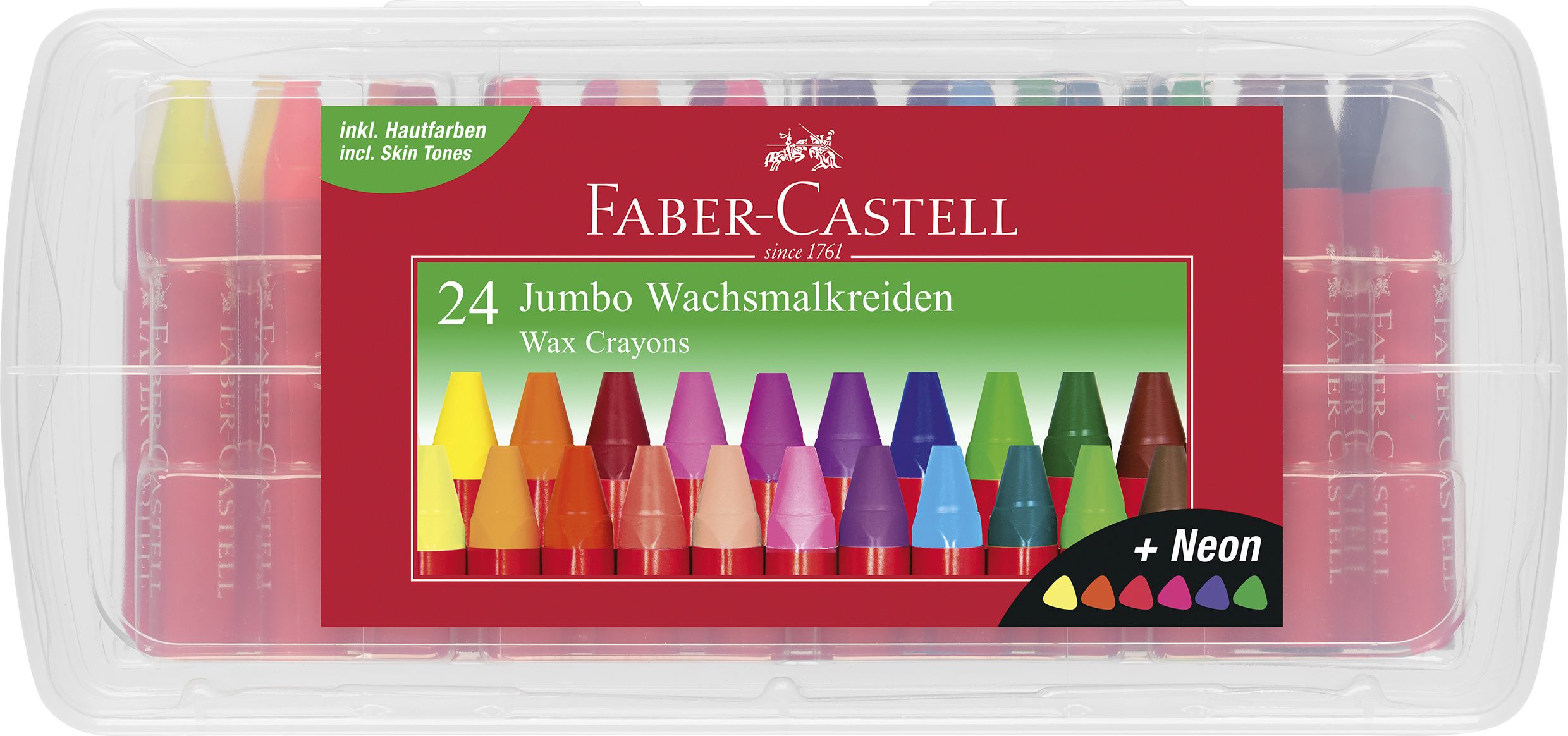 120034_Jumbo wax crayon triangular, plastic box of 24