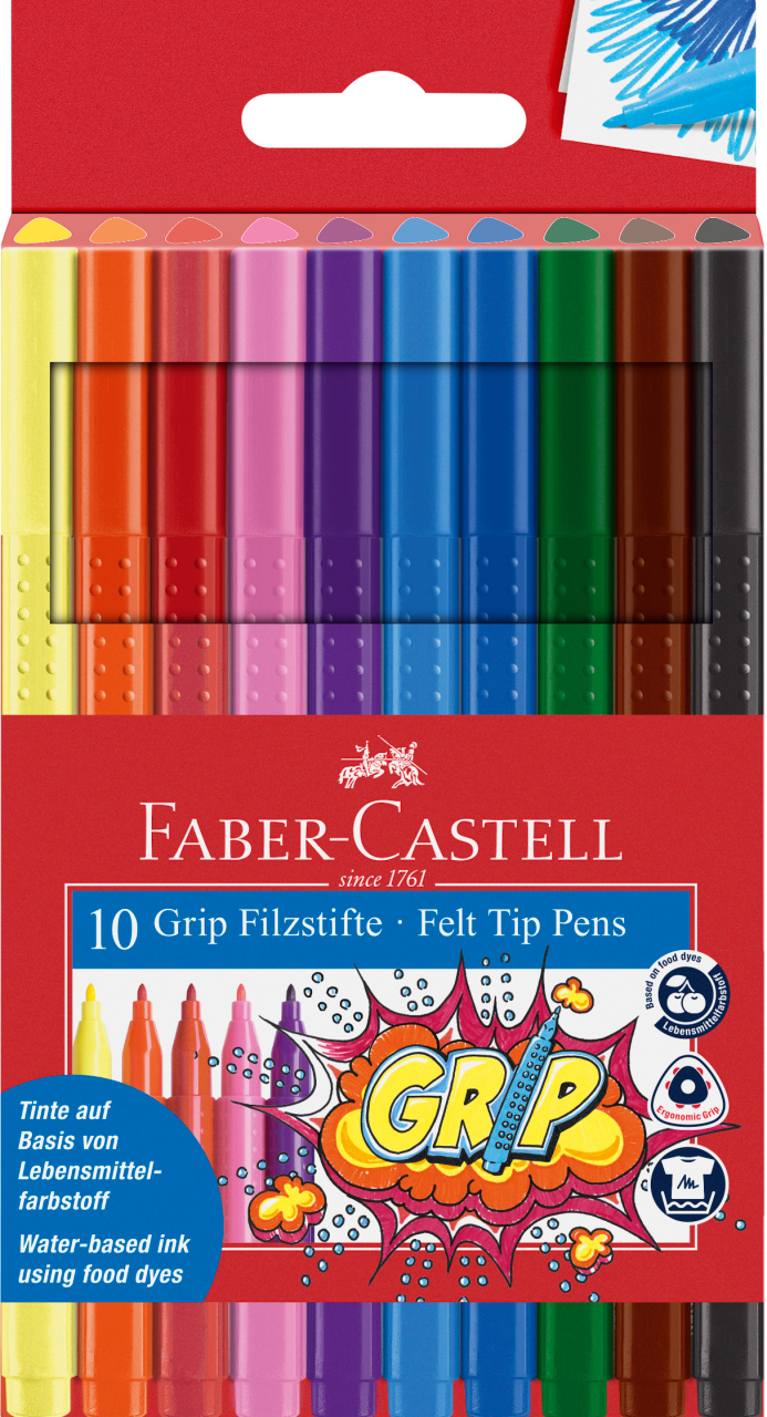155310_Grip felt tip pen, cardboard wallet of 10