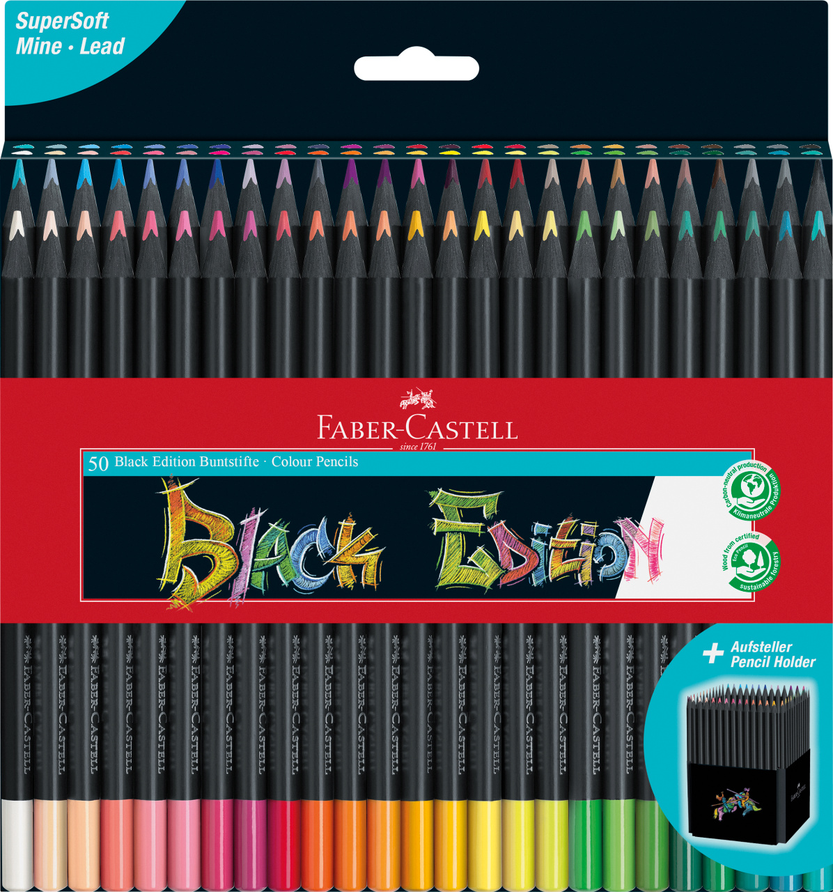 116450_Black Edition colour pencils, cardboard box of 50