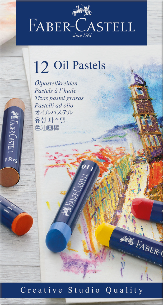 Oil pastels, cardboard wallet of 12