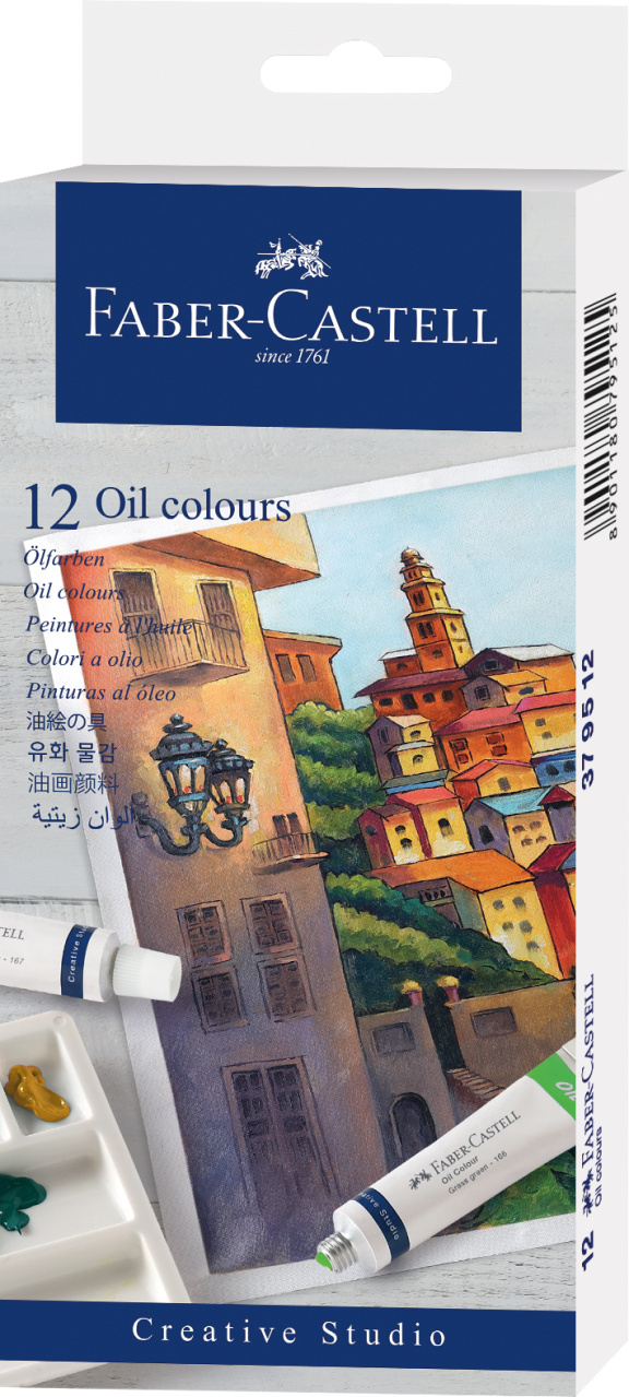 379512_Oil colours, cardboard wallet of 12, 12x 20 ml tube