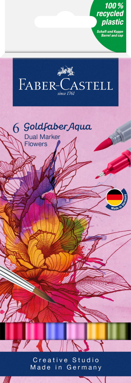 164527_Goldfaber Aqua Dual Marker, wallet of 6, Flowers