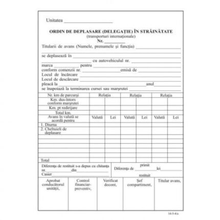 ORDIN DE DEPLASARE IN STRAINATATE A5