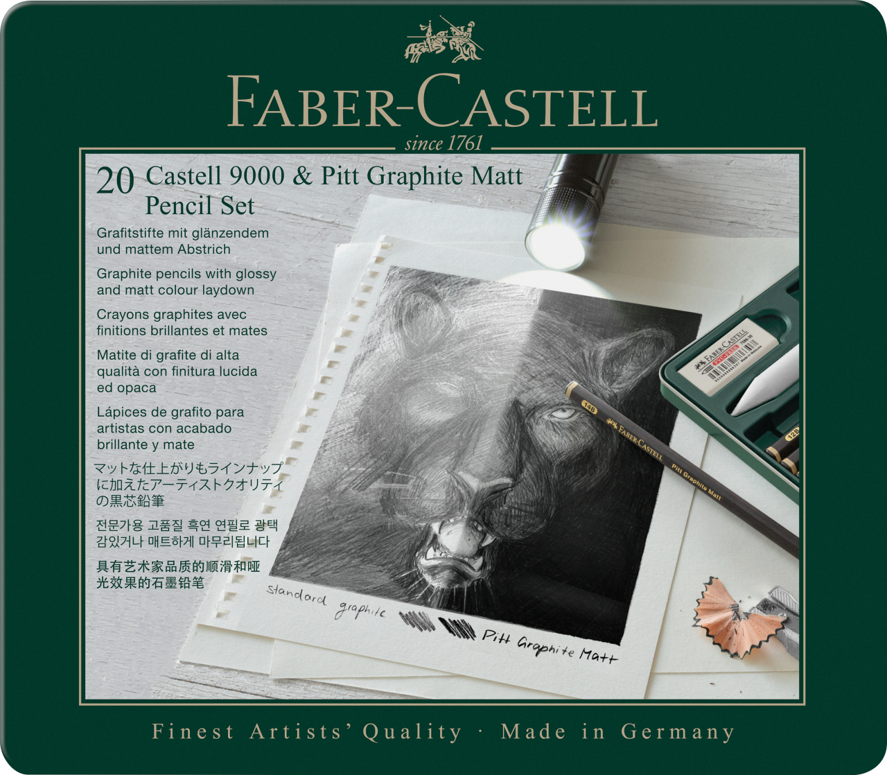 115224_Pitt Graphite Matt & Castell 9000, tin of 20